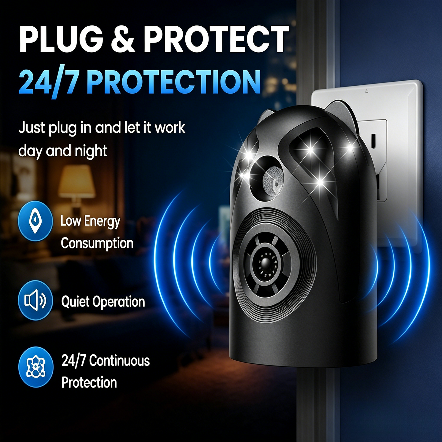 🐭 360° Ultrasonic Pest Repeller | 24/7 Rodent & Insect Control-LT