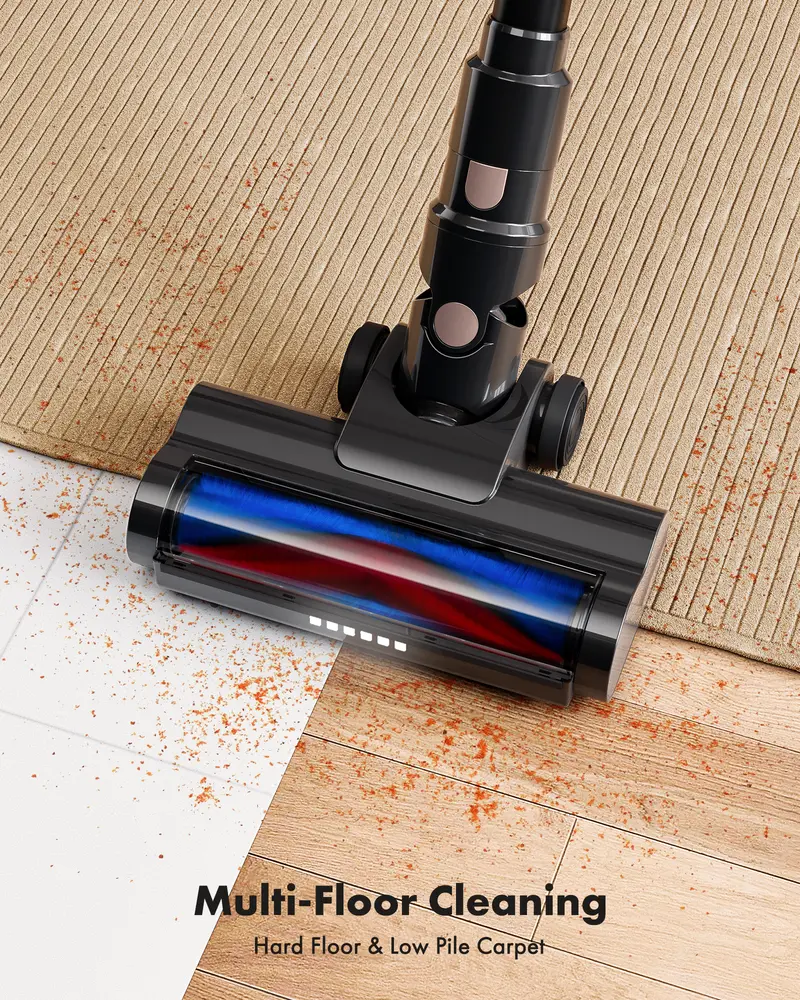 🧹 【 2026 newly upgraded】T350 cordless vacuum features an 8-in-1 lightweight design with up to 45 minutes of runtime and 33Kpa of powerful suction. This rechargeable cordless vacuum is ideal for carpets, tiles, pet hair, and hardwood floors.-XLB