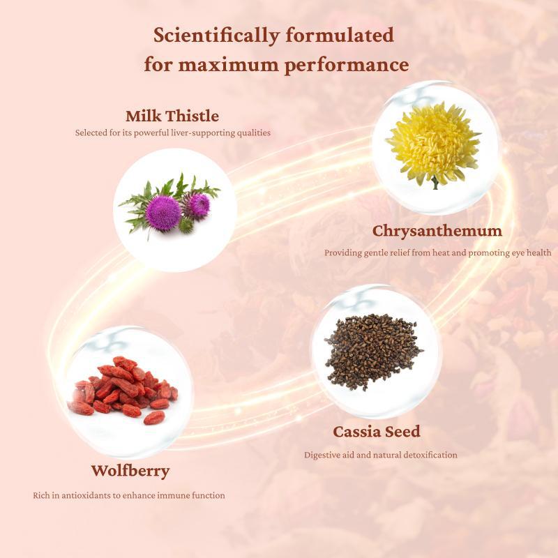 Liver and Kidney Detox Cleanse Tea - Milk Thistle GojiBerry Dandelion root Honeysuckle, Hand-picked 9 Organic Herbs, Edible corn fiber tea bags, Beverage Natural-JY
