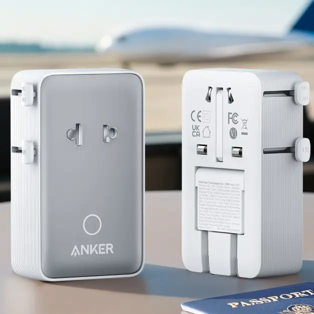 ✨Travel Adapter, 5-Port Power Adapter with 1 AC, 2 USB-A, and 2 USB-C Ports, Smart Temperature Control, Compatible with Over 200 Countries, Ideal for Travel-XLB