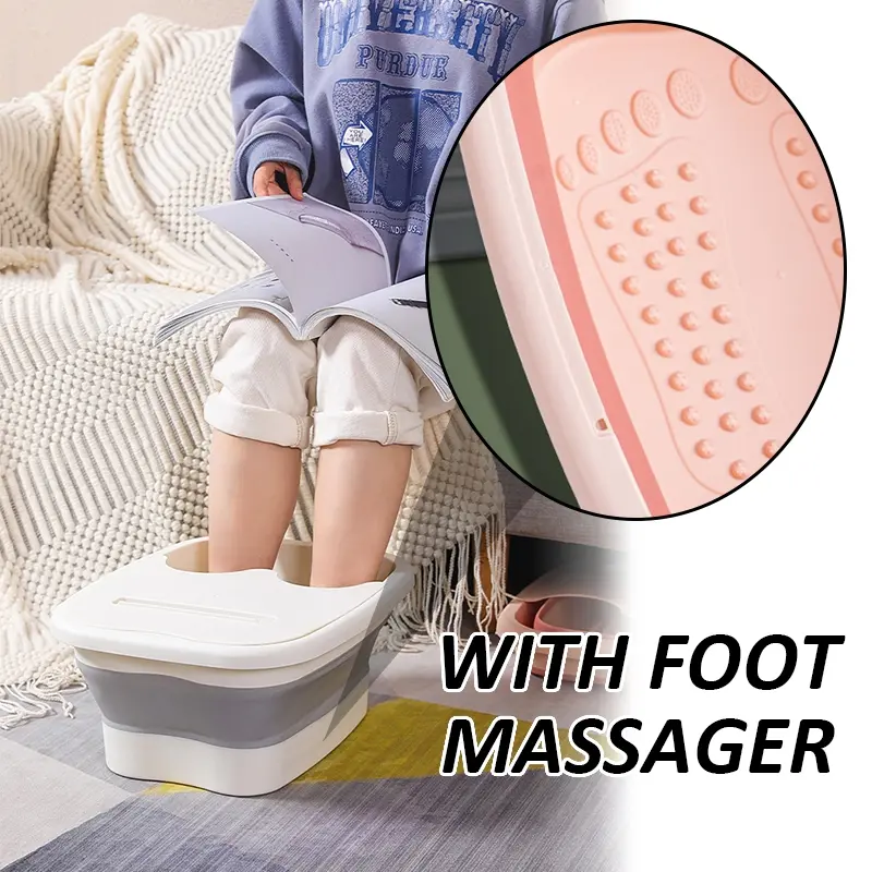🐳Portable Folding Foot Bath Tub with Massage Function, Space-Saving Design, Hanging & No Power Required, Home Bedroom Bathroom Accessory, Home Goods-XLB