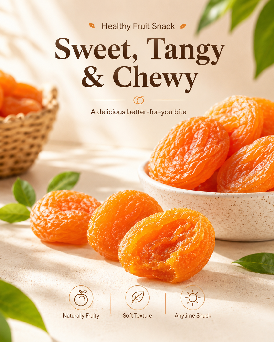 🍑 Naturally Sun-Dried Apricots – Plump, Pitted & Sweetly Chewy Fruit Snack-JY