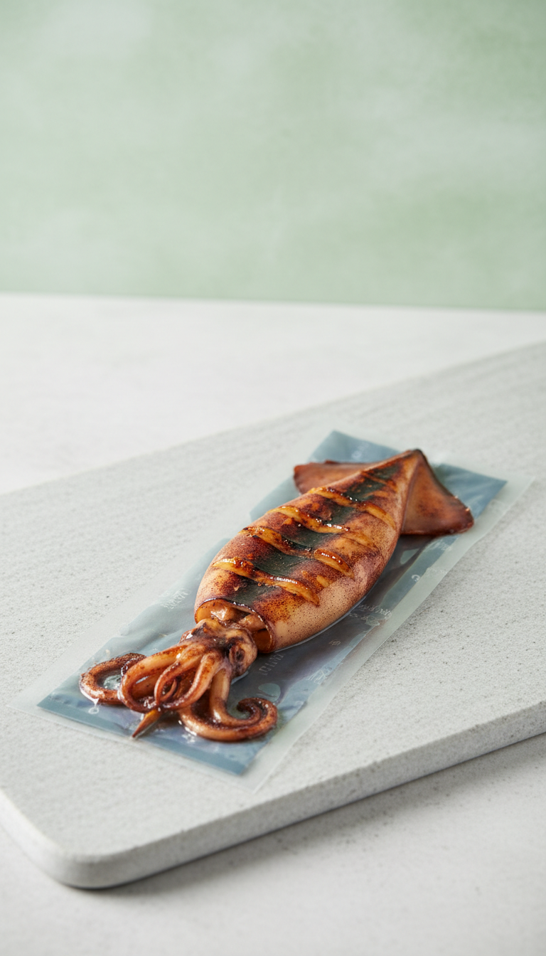 Grilled Squid Snack with Charcoal Notes