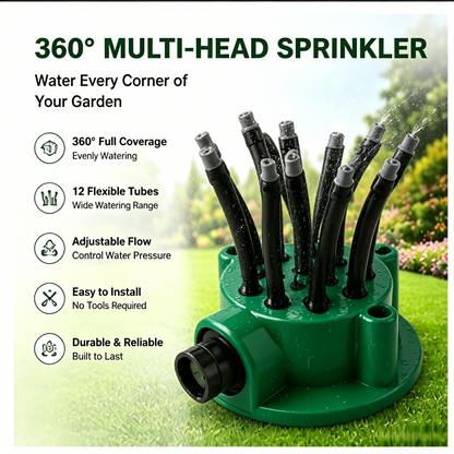 🌱 12-Head 360° Adjustable Garden Sprinkler | Water Every Corner of Your Yard-WBJ