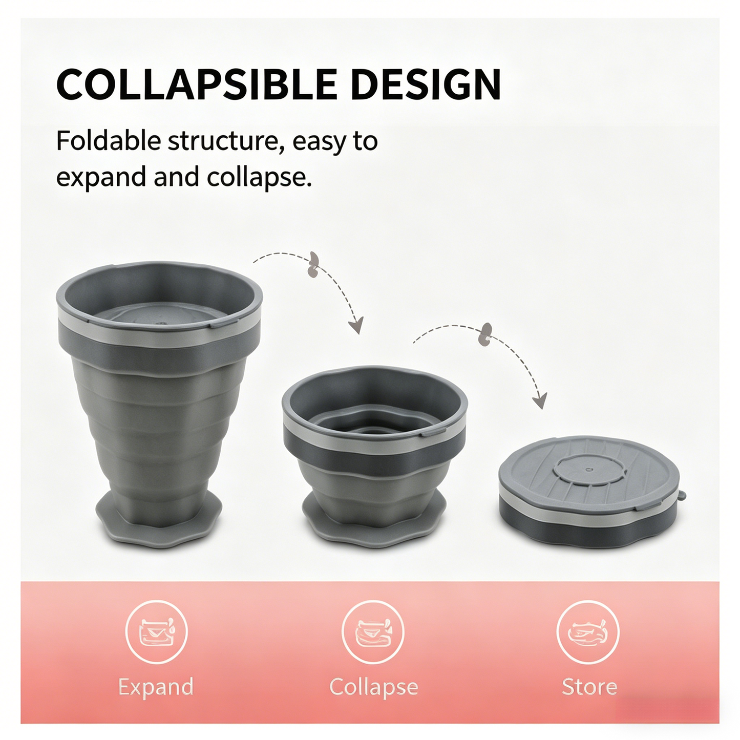 ✨ Collapsible Travel Mug | BPA-Free Silicone, Leak-Proof Lid, Perfect for On-the-Go-WBJ
