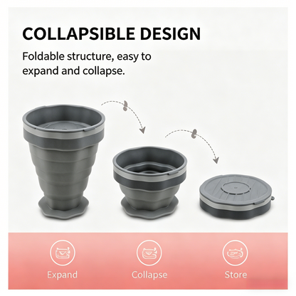 ✨ Collapsible Travel Mug | BPA-Free Silicone, Leak-Proof Lid, Perfect for On-the-Go-WBJ