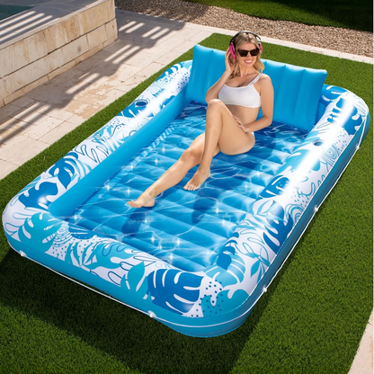 🏊‍Extra Large Inflatable Tanning Pool Float with Cup Holder, L/XL Size 70"×46"/85"×57" Adult Sunbathing Pool Raft for Summer🌞-xlb