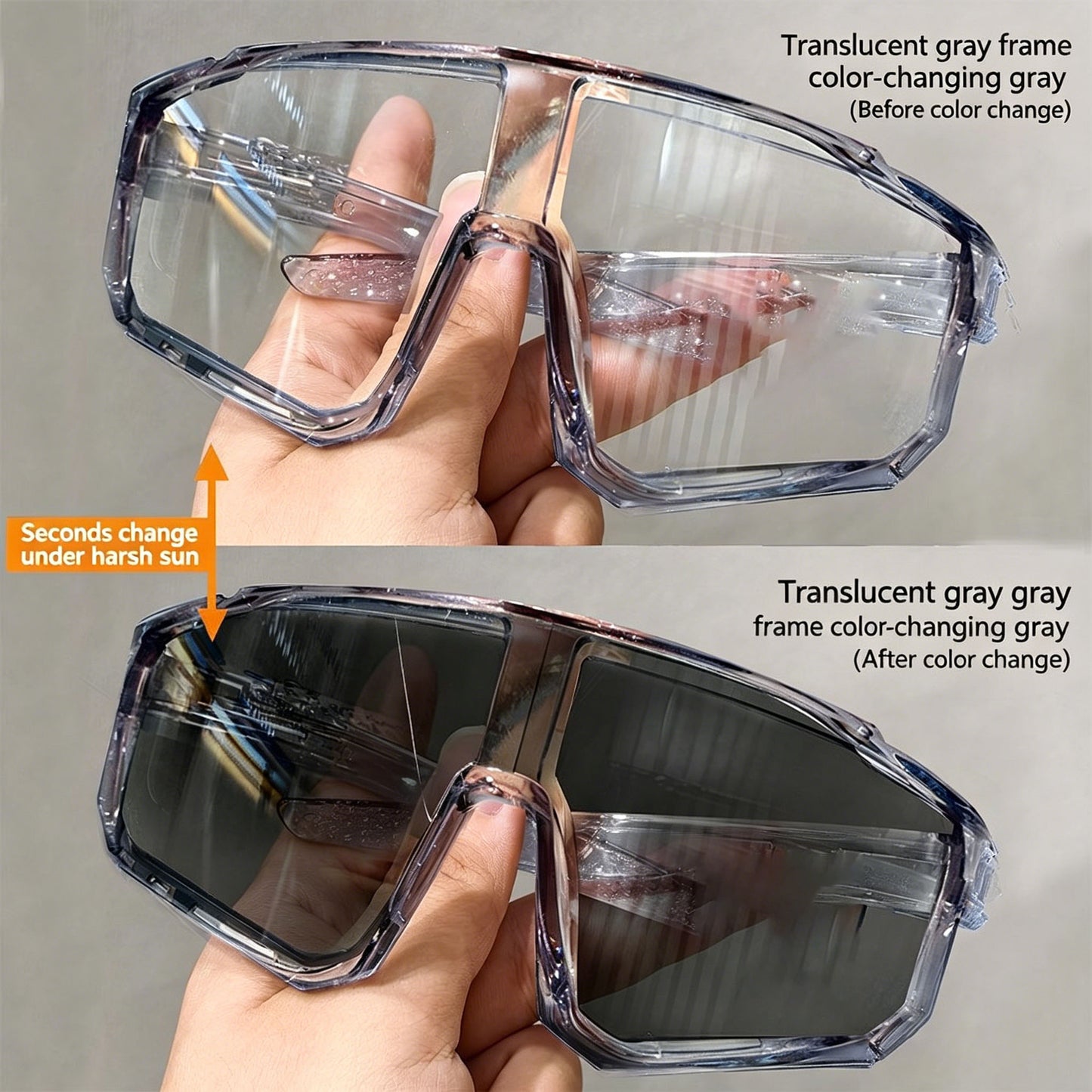 Photochromic Outdoor Sunglasses UV400 Protection for Cycling, Hiking & Everyday Adventure Adaptive Lenses. All-Day Comfort. Built for Performance.-JY