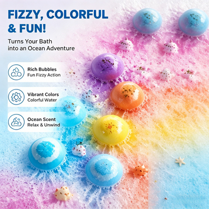 🌊 Kids Ocean Toy Bath Bombs with Surprise Toy Natural Bubble Bath Fizzy Balls for Children-JY