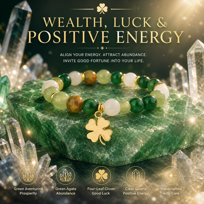 Attract Wealth & Good Luck Fast | Green Aventurine & Agate Bracelet for Abundance, Protection & Prosperity-JY