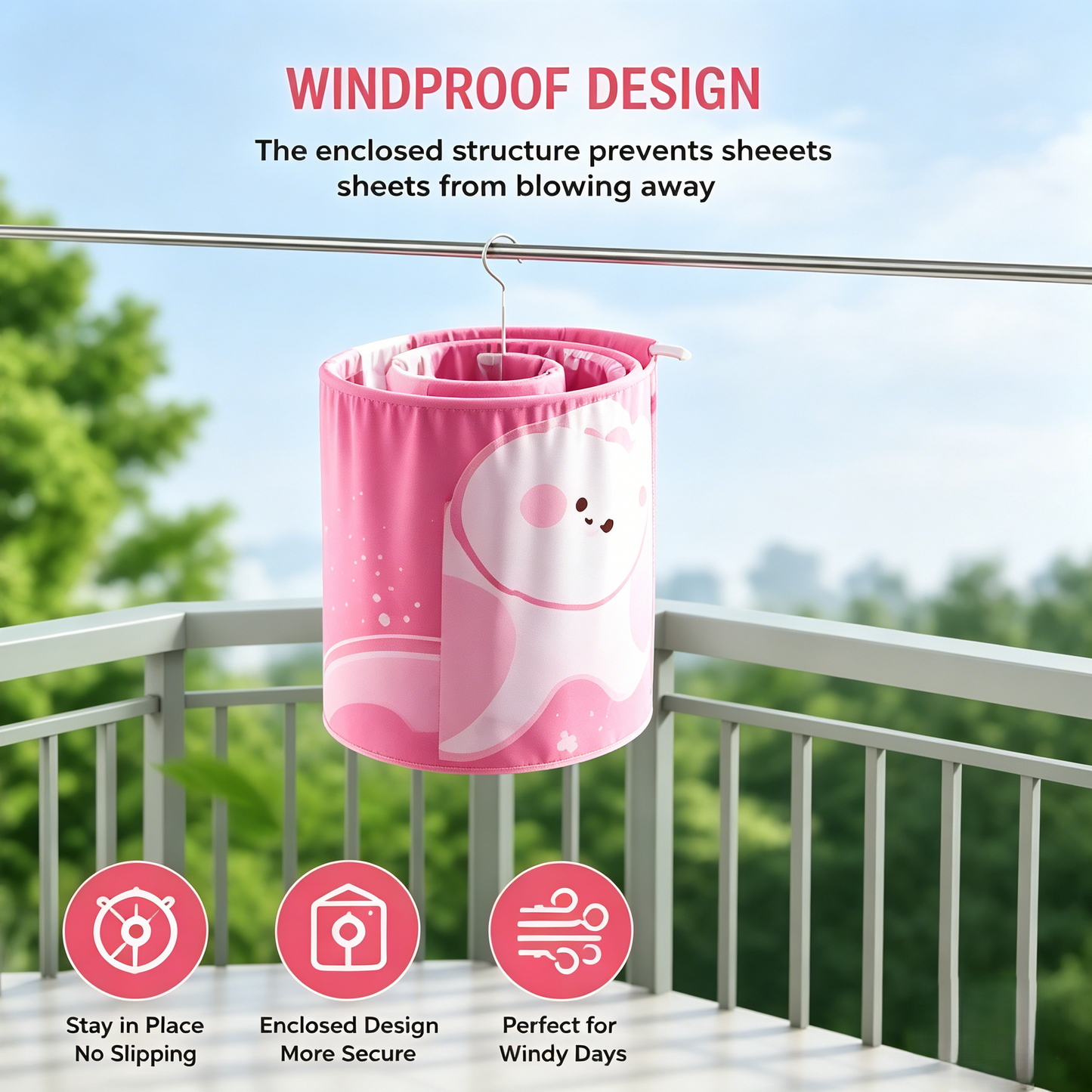 🌬️360° Spiral Bed Sheet & Blanket Drying Hanger | Heavy Duty-WBJ