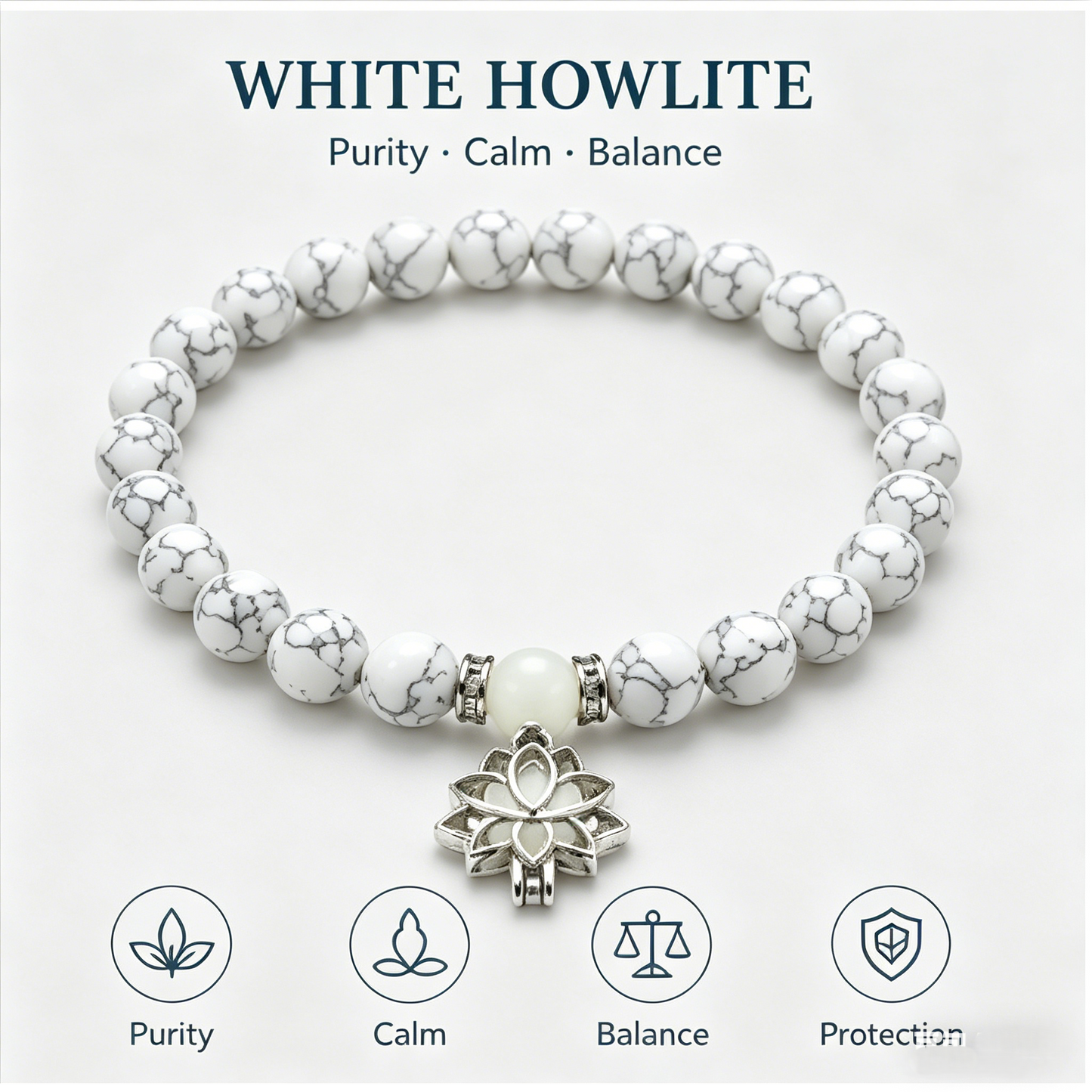 🪷 Luminous Lotus Energy Bracelet | Natural White/Blue Turquoise-WBJ