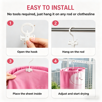 🌬️360° Spiral Bed Sheet & Blanket Drying Hanger | Heavy Duty-WBJ