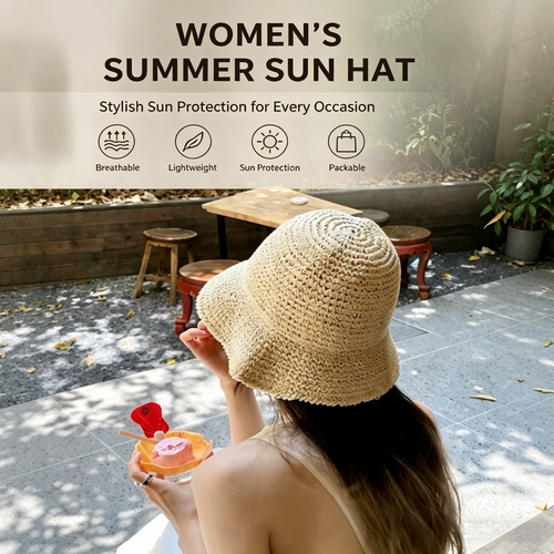 🌞 Breathable Straw Bucket Sun Hat | UV Protection & Foldable-WBJ