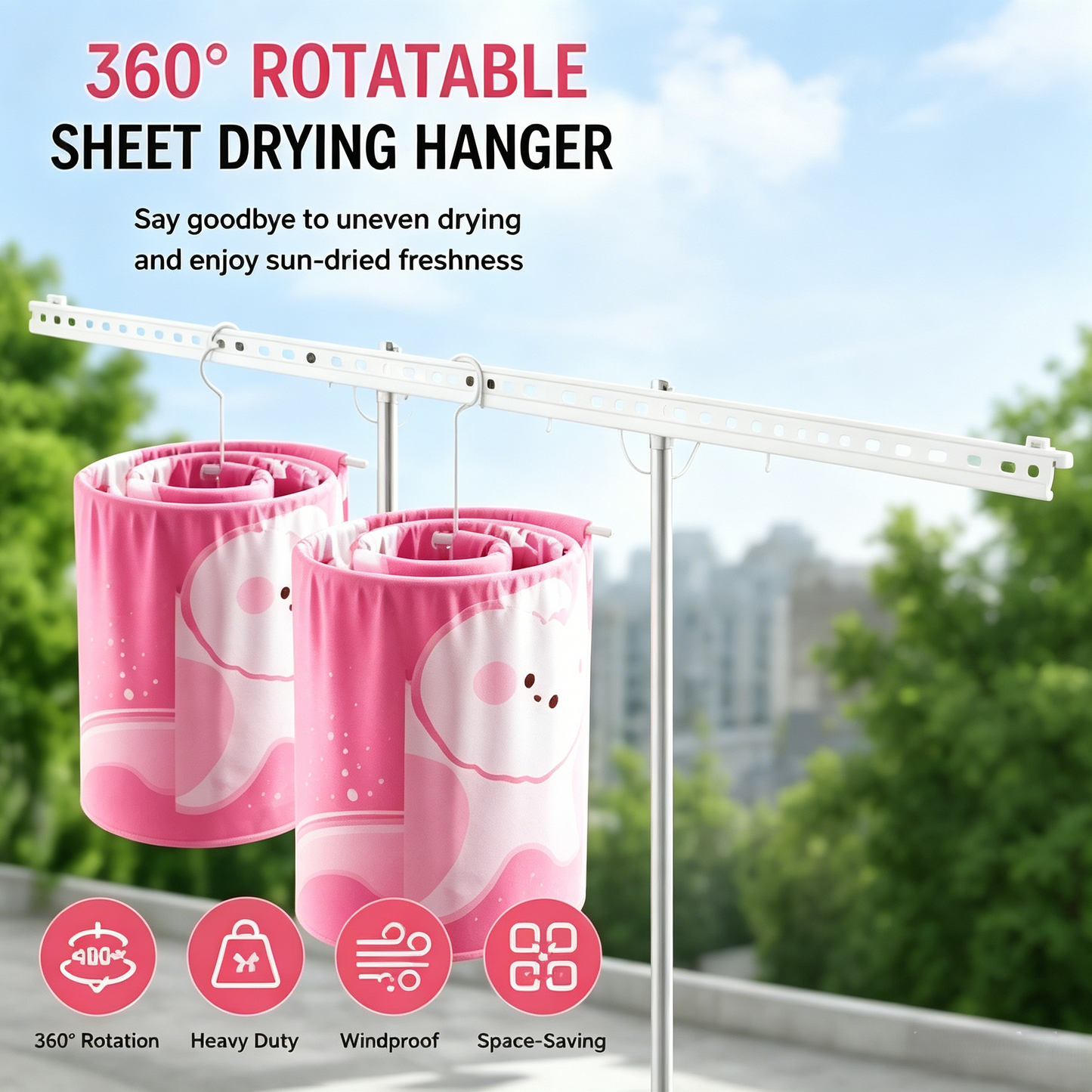 🌬️360° Spiral Bed Sheet & Blanket Drying Hanger | Heavy Duty-WBJ