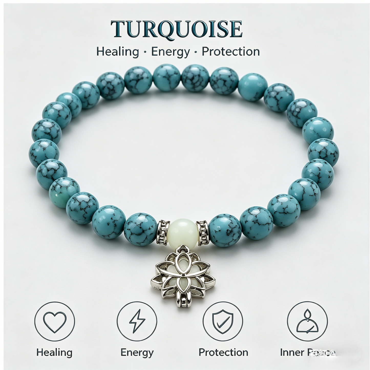 🪷 Luminous Lotus Energy Bracelet | Natural White/Blue Turquoise-WBJ