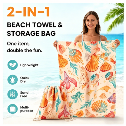 🌴 Summer Travel 2-in-1 Beach Towel Bag, Portable Foldable for Pool & Camping-WBJ