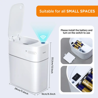 💧Rechargeable Bathroom Trash Can with Lid, Motion Sensor Automatic Touchless Garbage Can, Auto Adsorption Slim Smart Bin for Bathroom, Kitchen, Office-XLB
