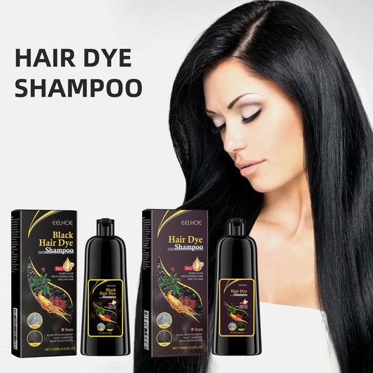 3 in 1 Hair Dye Shampoo - Can cover gray hairs,Herbal Ingredients,Contains Ginseng Extract,Natural Haircoloring, black hairdye-JY
