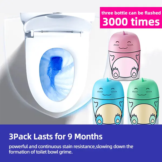 🦖Cute Dinosaur-Shaped Toilet Cleaner Bottle, Ocean/Jasmine/Peach Fragrance, 3 Bottles Lasting 9 Months, Powerful Scale & Odor Remover for Household Toilets-XLB