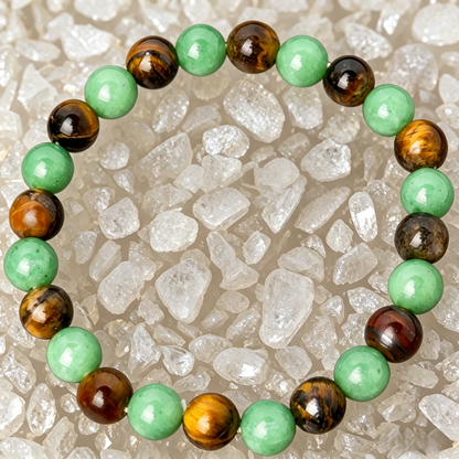 Money Bracelet – Green Aventurine & Tiger Eye-JY