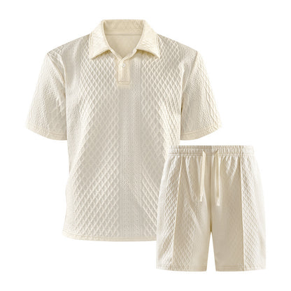 Effortless Summer Style Meets All-Day Comfort Lightweight Textured Polo & Shorts Set for Modern Men Breathable. Comfortable. Vacation-Ready.-JY