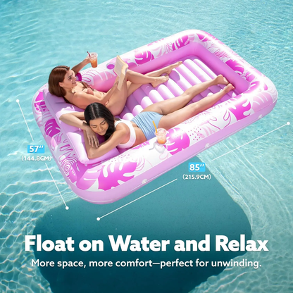🏊‍Extra Large Inflatable Tanning Pool Float with Cup Holder, L/XL Size 70"×46"/85"×57" Adult Sunbathing Pool Raft for Summer🌞-xlb