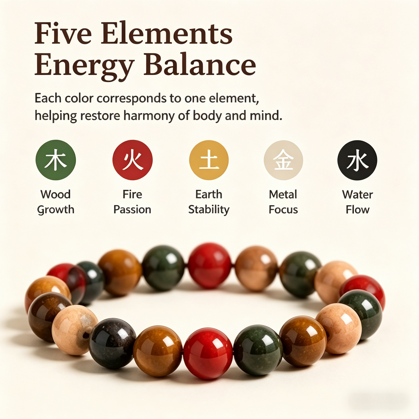 ✨ Five Elements Herbal Incense Bead Bracelet | Traditional Chinese Wellness Jewelry-WBJ