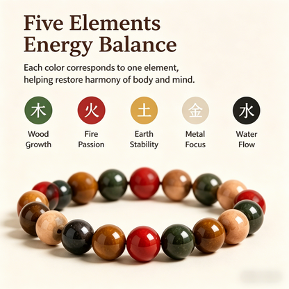 ✨ Five Elements Herbal Incense Bead Bracelet | Traditional Chinese Wellness Jewelry-WBJ