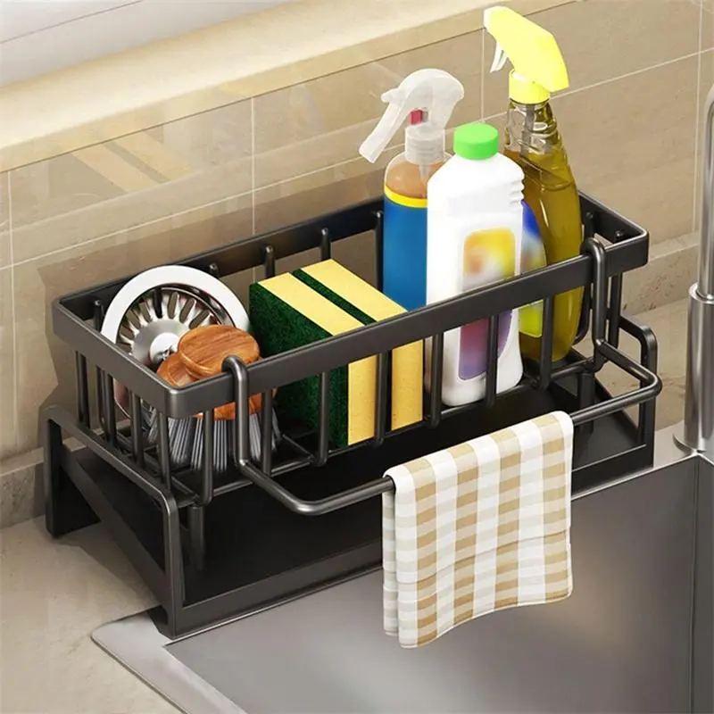 💧Kitchen Sink Organizer, 1 Count Space-Saving Sponge, Soap, Brush and Cloth Storage Rack, Kitchen Sink Storage Rack for Home and Dining Room-xlb