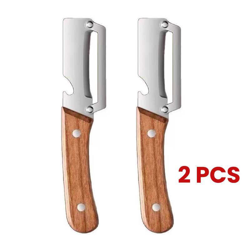 3PCS 2-in-1 Fruit & Veggie Peeler with Bottle Opener Sharp Stainless Steel Wooden Handle Ergonomic Non-slip Design for Comfortable Grip-JY
