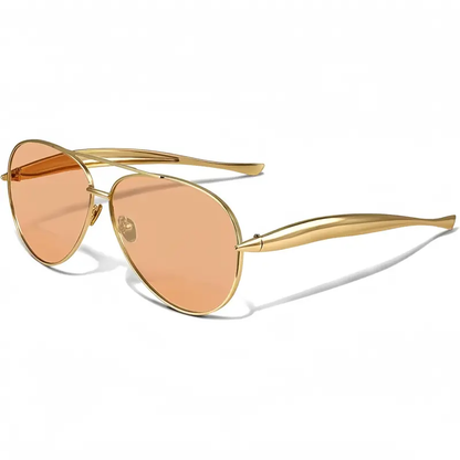 〖Summer Turn Up〗1 PCS Large Frame Double Beam Metal Fashion Glasses Toad Glasses Advanced Retro Personality Versatile Daily Wear Street Photography Vacation Travel Beach Accessories Gold Color Sleek Rectangular Sunglasses Acetate Sunglasses-XLB