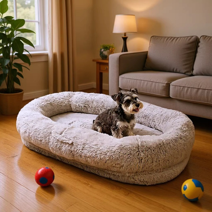 🐕Human Dog Bed, Ultra-Soft Plush Giant Dog Bed with Egg Crate Foam, Non-Slip Base, and Machine Washable Cover - Ideal for Relaxation and Napping, Send blankets and pillows, Fits You & Pets🐱-XLB