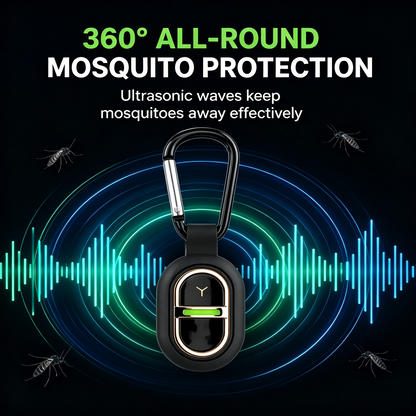 🦟 Portable Ultrasonic Mosquito Repellent | Rechargeable 15-Day Battery, IPX4 Waterproof, Chemical-Free Safe for Family-LT