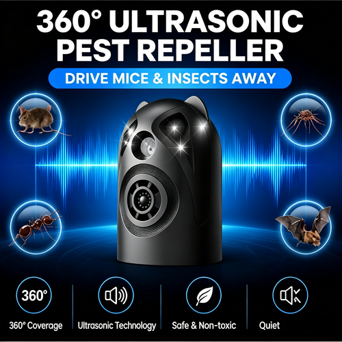 🐭 360° Ultrasonic Pest Repeller | 24/7 Rodent & Insect Control-LT