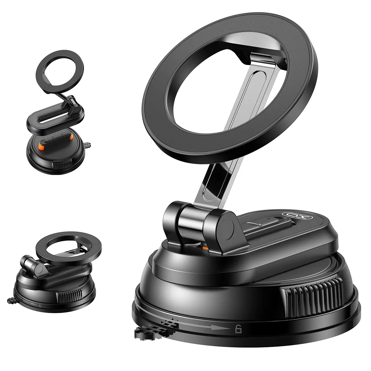 ✨Upgraded Magnetic Phone Holder,Unpowered Version 360° Rotatable Adjustable and Foldable Magnetic & Vacuum Adsorption Car Holder, No Noise for iPhone & Android-XLB