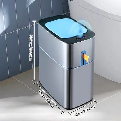💧Rechargeable Bathroom Trash Can with Lid, Motion Sensor Automatic Touchless Garbage Can, Auto Adsorption Slim Smart Bin for Bathroom, Kitchen, Office-XLB