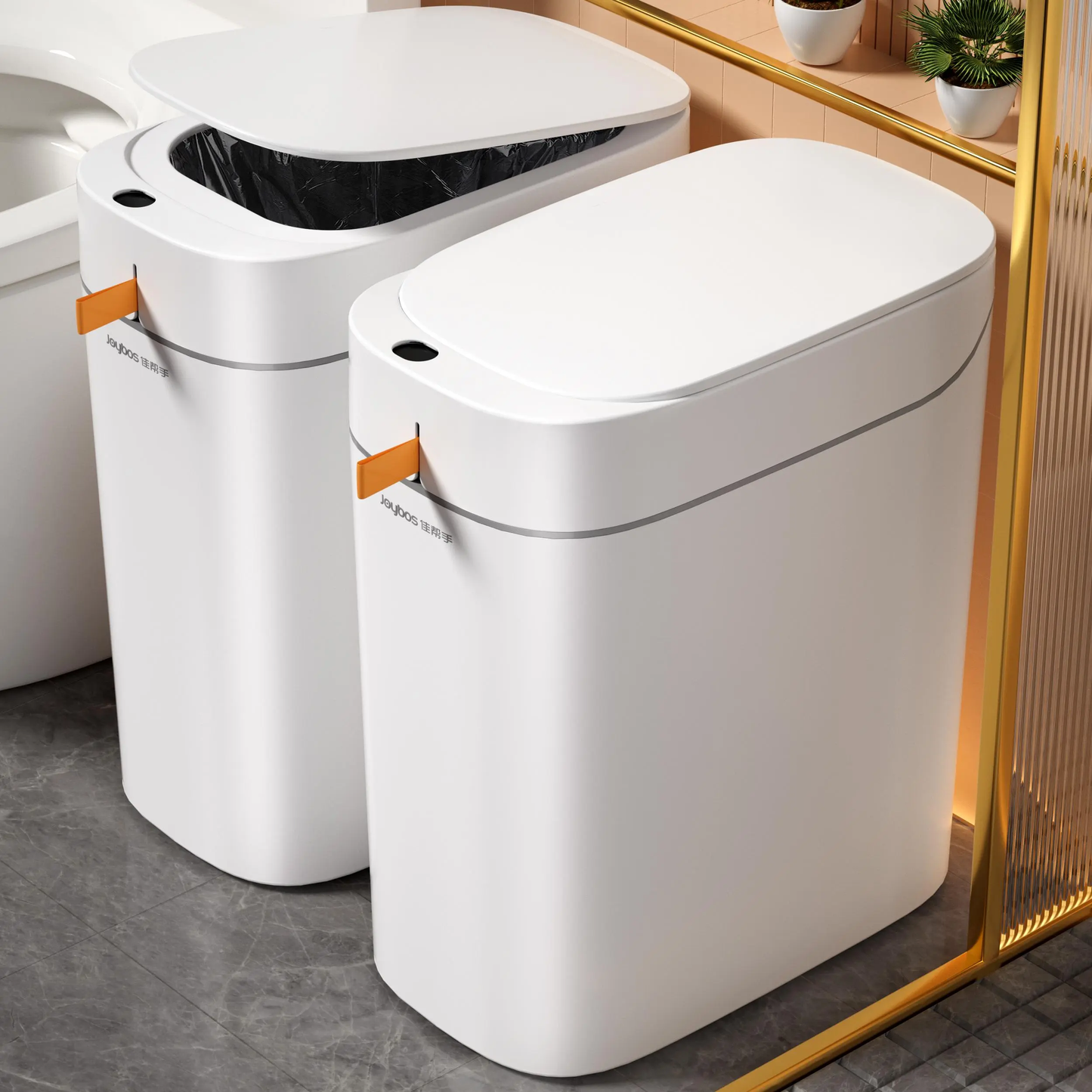 💧Rechargeable Bathroom Trash Can with Lid, Motion Sensor Automatic Touchless Garbage Can, Auto Adsorption Slim Smart Bin for Bathroom, Kitchen, Office-XLB