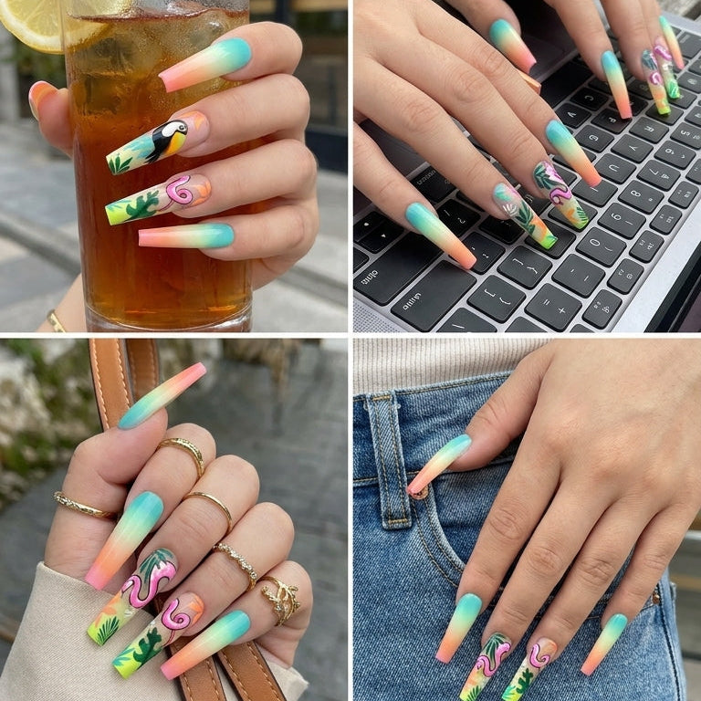 💅High-end press On Nails for Women, Reusable Glue-On Nails, ✨Easy DIY Manicure at Home-XXS