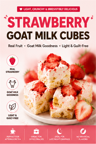 Strawberry Goat Milk Cubes – Light & Crunchy Sweet Snack-TRL