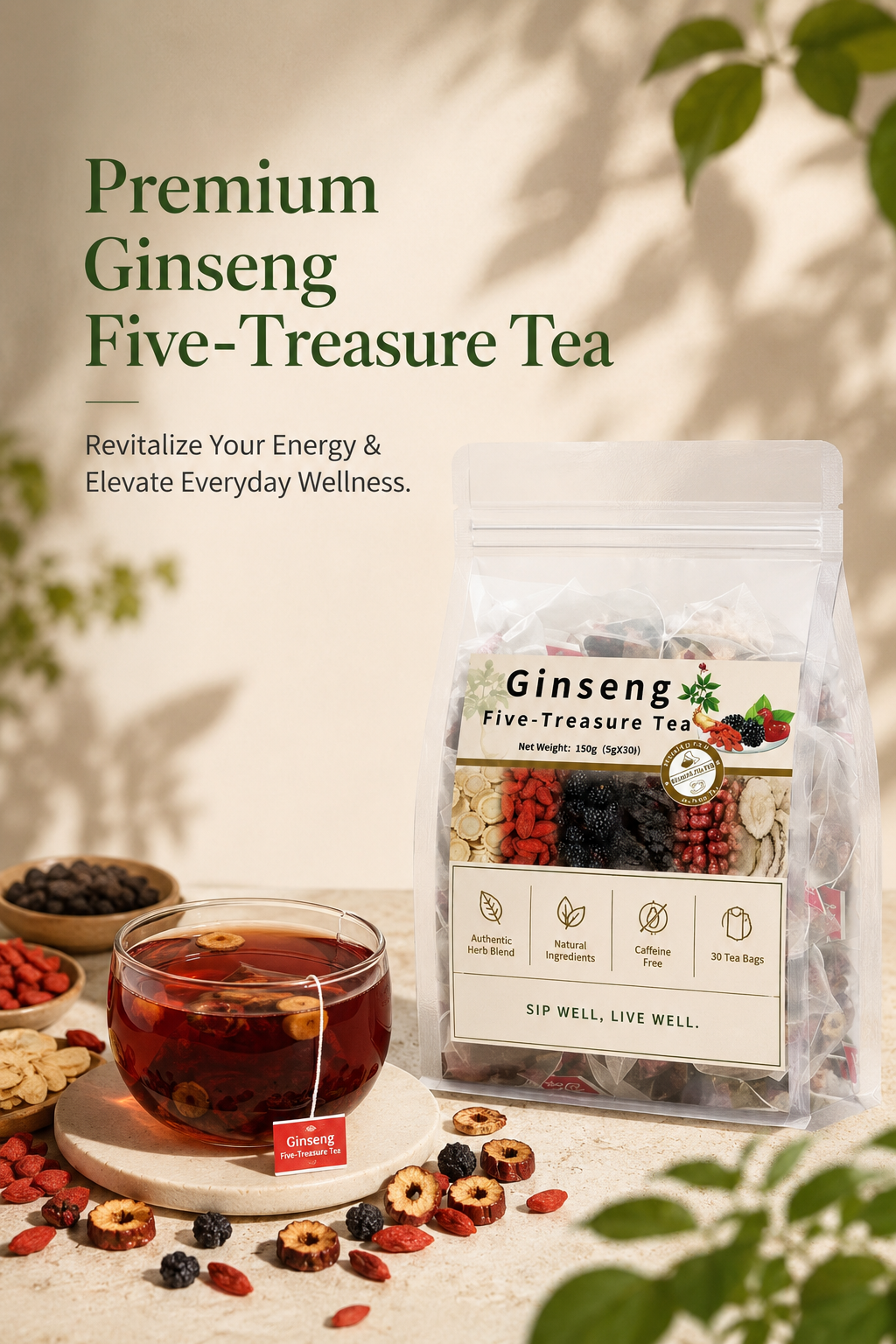 ☕Deep Sleep & Glow Tea  | 100% Organic Ginseng Blend 🌱-III