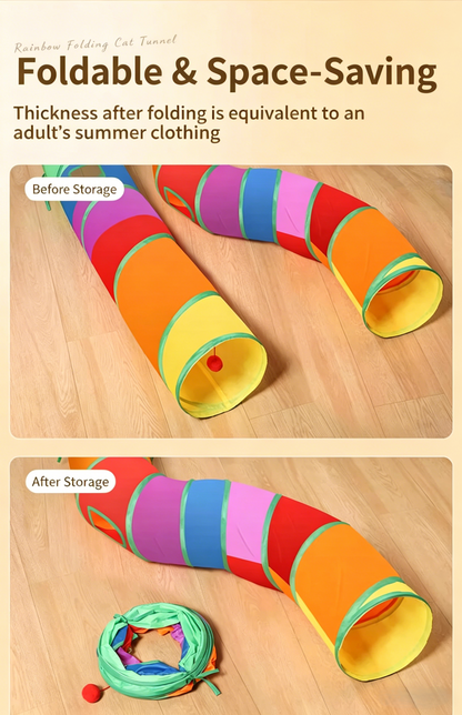 🌈 Rainbow Foldable Cat Tunnel 🐱 | Keep Your Cat Busy & Entertained for Hours!