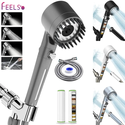 🌊Handheld Shower Head, High Pressure 4-Mode Massage Spray with 60" Hose, Chrome Finish, One-Touch Water Stop, Adjustable Pressure, Easy Install & Water Saving-XLB