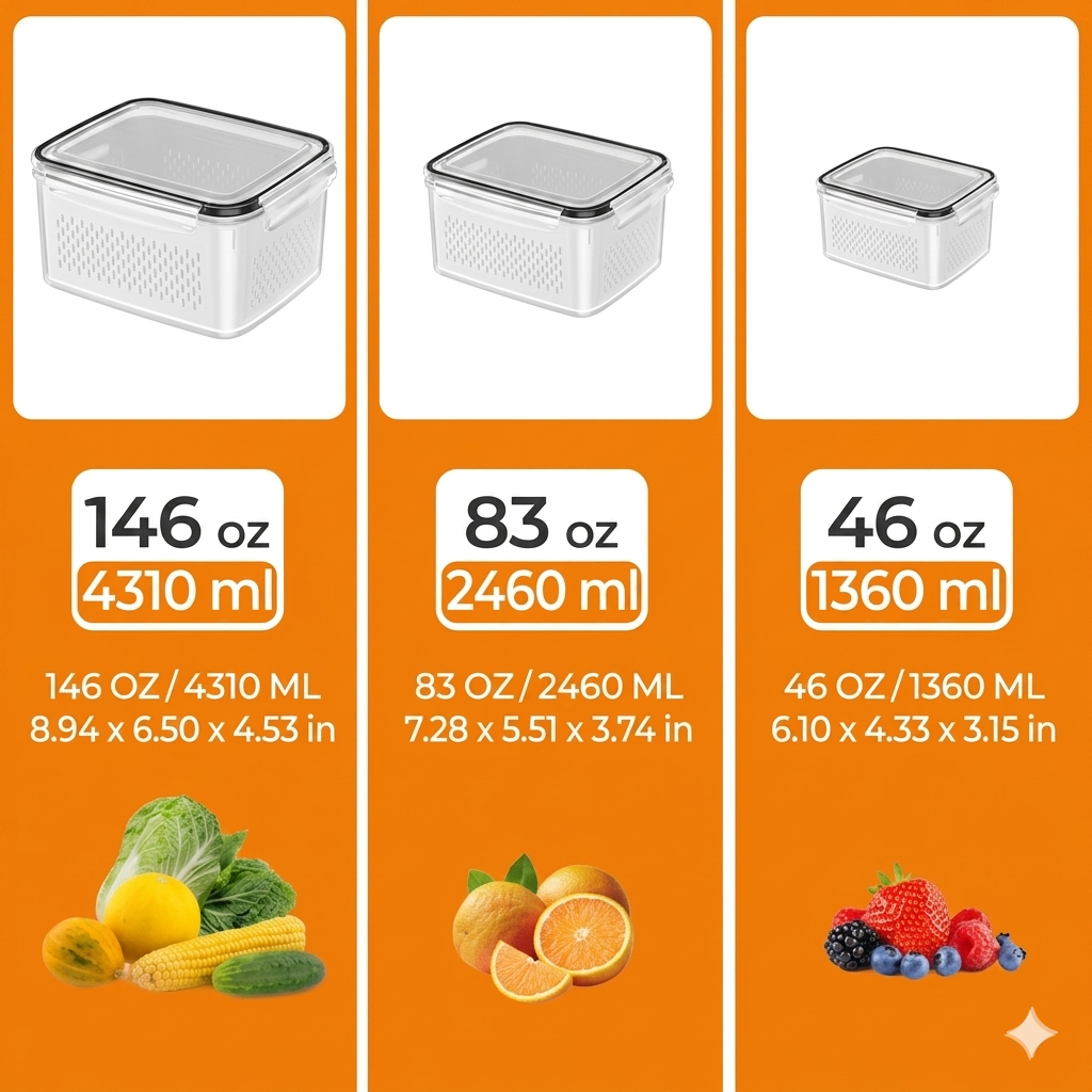 12-Pack Fridge Organizers and Storage  – Fresh Produce & Meat Storage Set -III