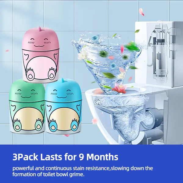 🦖Cute Dinosaur-Shaped Toilet Cleaner Bottle, Ocean/Jasmine/Peach Fragrance, 3 Bottles Lasting 9 Months, Powerful Scale & Odor Remover for Household Toilets-XLB
