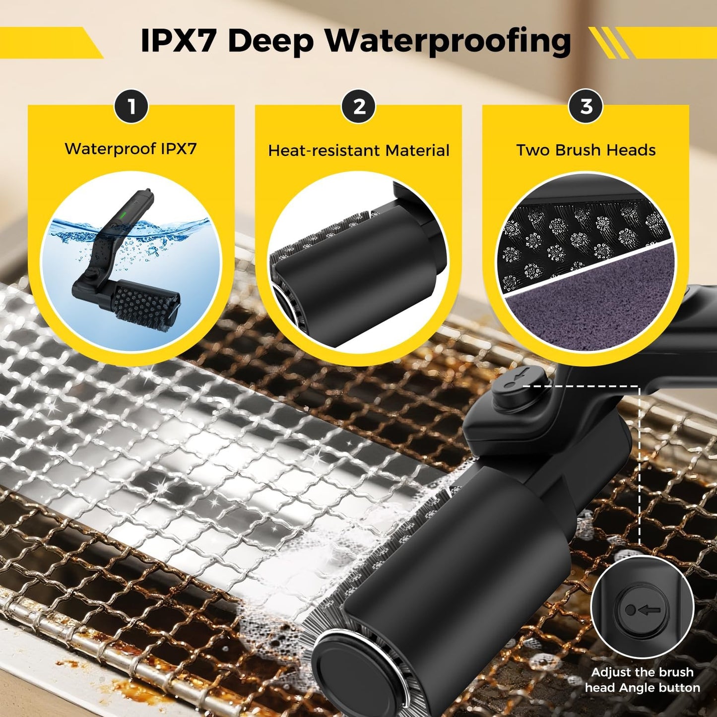 🥳2026 HOT SALE🥳💞50K+ SOLD!⚡🏡 50% OFF! Cordless Electric BBQ Brush – 2600mAh rechargeable, long handle & deep cleaning. No more sore wrists. Perfect for garden-JY