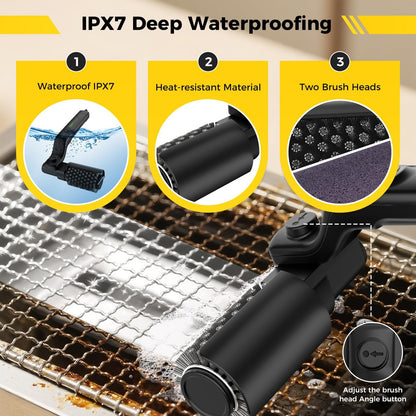 🥳2026 HOT SALE🥳💞50K+ SOLD!⚡🏡 50% OFF! Cordless Electric BBQ Brush – 2600mAh rechargeable, long handle & deep cleaning. No more sore wrists. Perfect for garden-JY