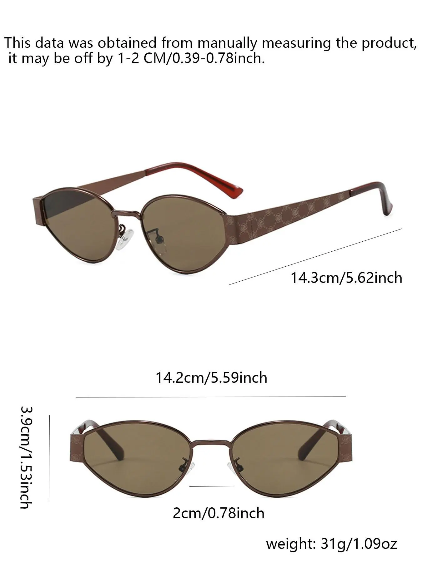 Minimalist Metal Cat Eye Sunglasses, Fashion Uv400 Sun Protection, Unique Temple Design, High Street Style, Essential for Stylish-XLB