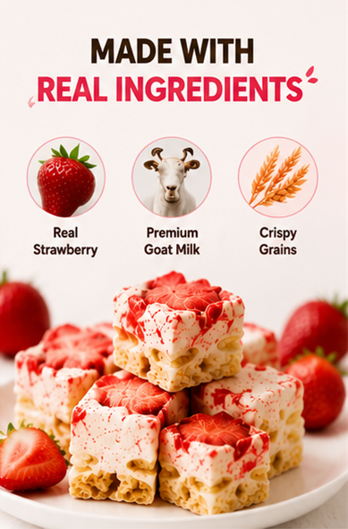 Strawberry Goat Milk Cubes – Light & Crunchy Sweet Snack-TRL
