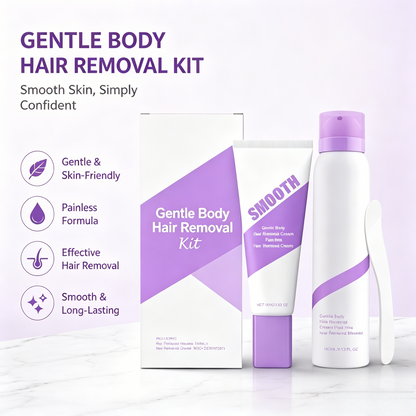 💜 No-Stress Hair Removal Kit - Painless, Long-Lasting Cream & Mousse for Legs, Arms, Underarms & Bikini, Silky Smooth Results-LT